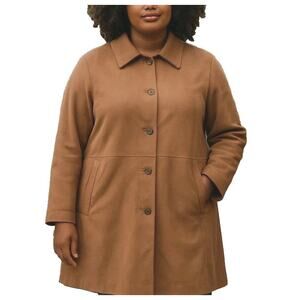 T Tahari Long Coat Jacket Womens‎ Plus Size 3X Brown Faux Suede Pockets NEW FLAW
